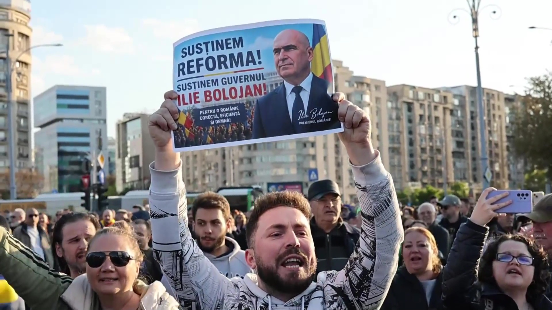 Manifestación pró gubernamental en Bucarest